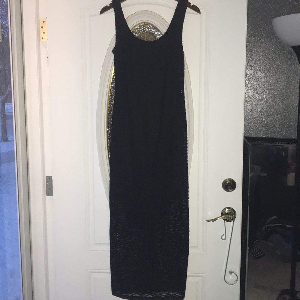 Black maxi dress with shorter under layer